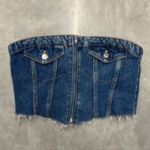 Stradivarius Denim Mini Skirt Zipper Back Size M